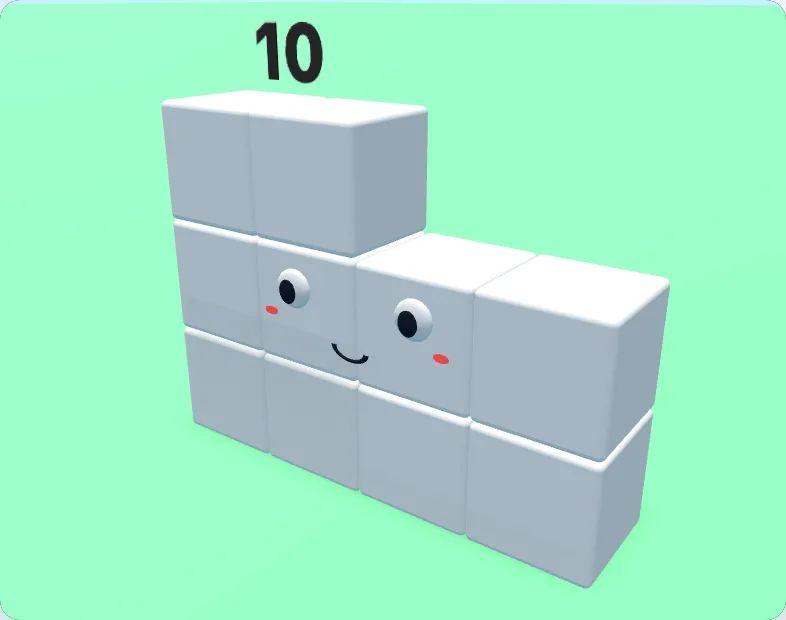 A compact 3D number block character for 10 made in the local builder