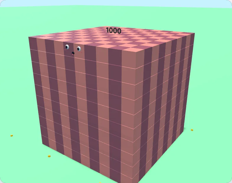 A solid cube-style 3D number block character for 1000 made in the local builder