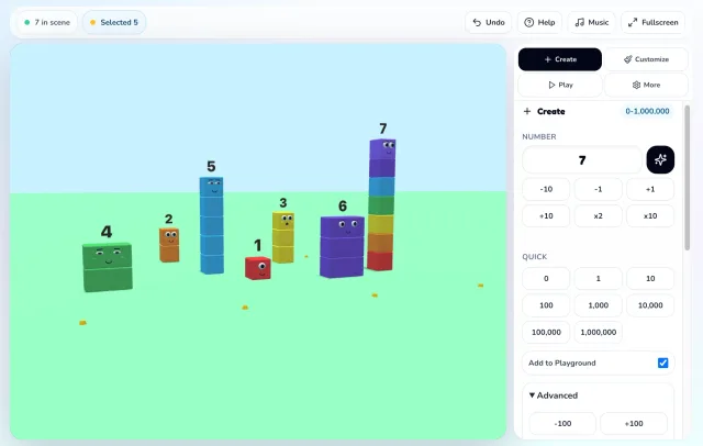 Original 3D Numberblocks Generator builder running in the browser